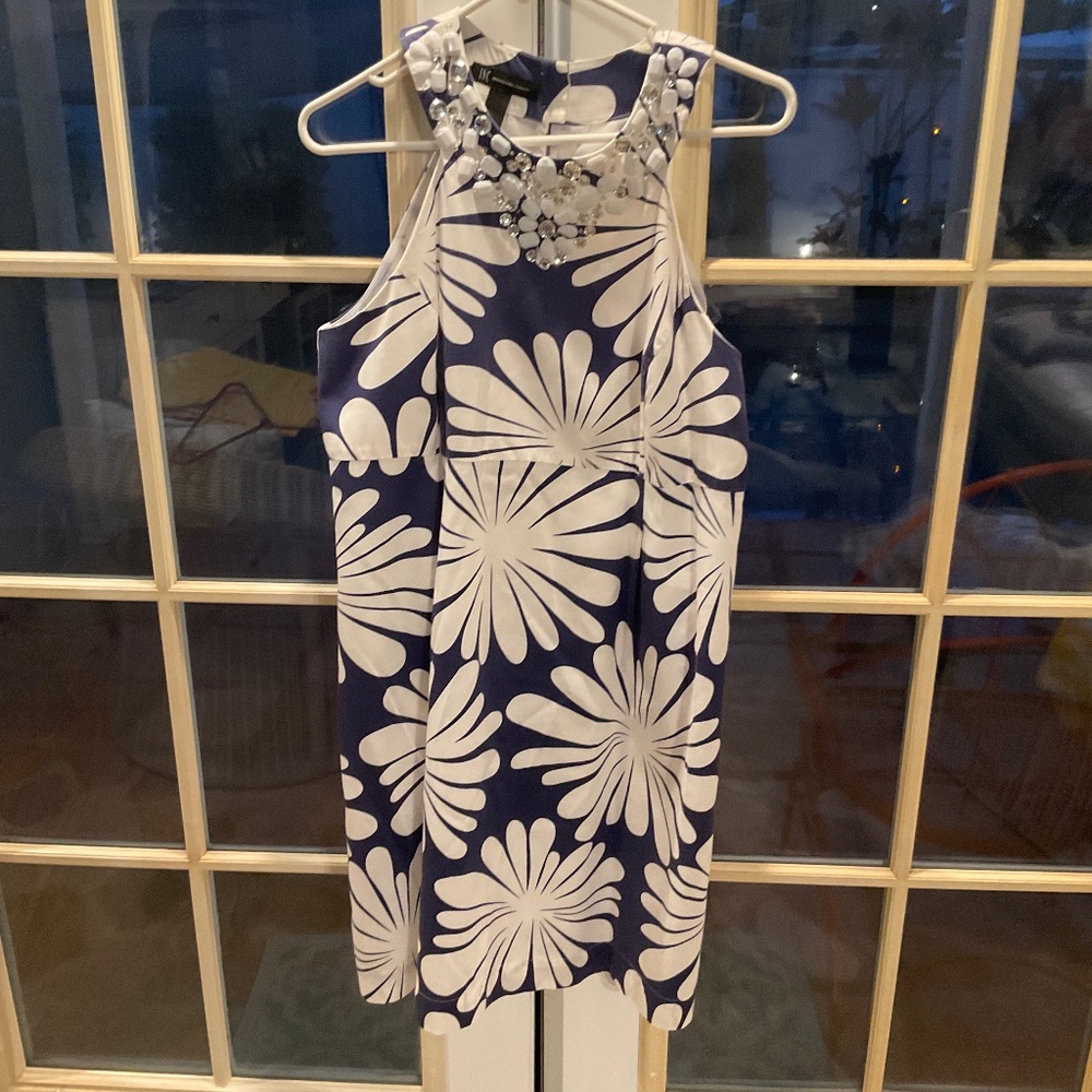 INC International Concepts Beaded Blue & White Dress PRICE DROP